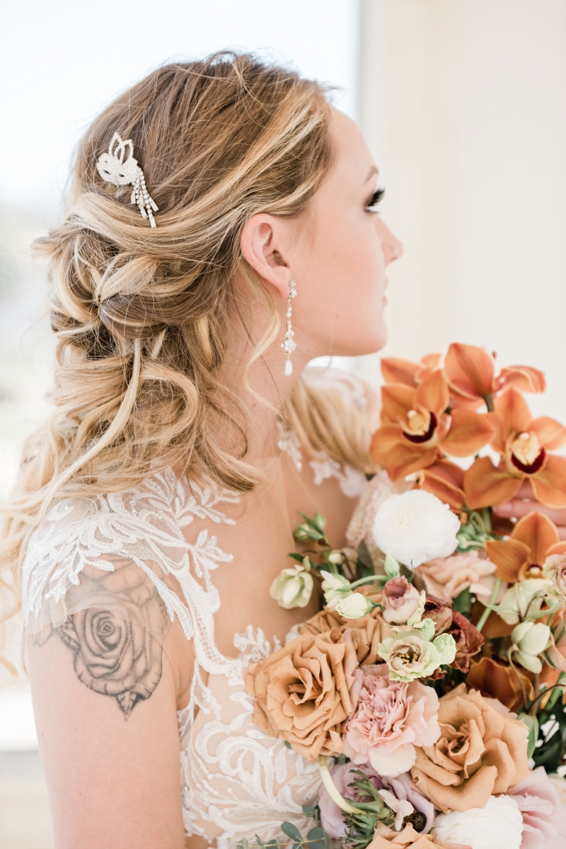 European inspired wedding with dusty rose, orange and grey flowers by Kate McLeod Studio | White Orchid Photography