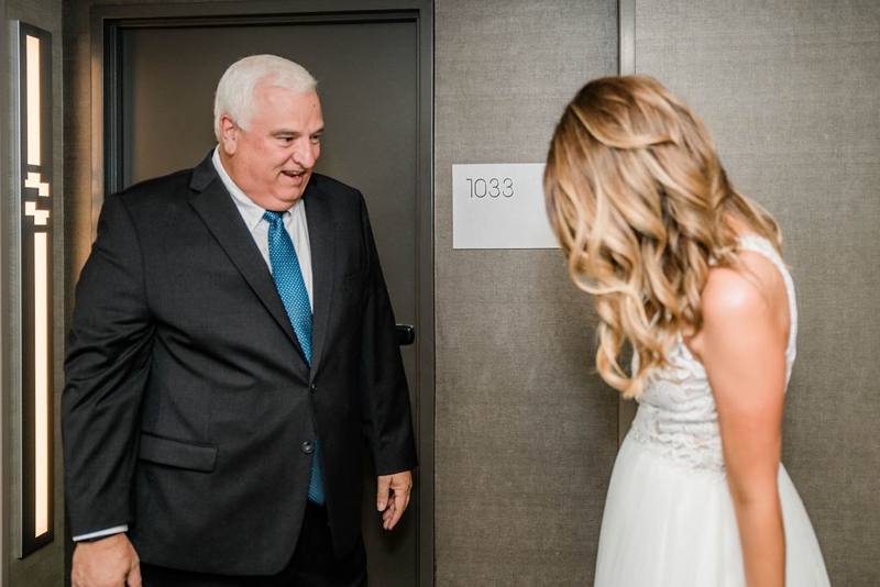 Father daughter first look at Hyatt Regency Dallas | White Orchid Photography