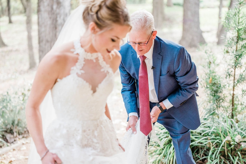 First look with dad at The Milestone in Aubrey, Texas | White Orchid Photography