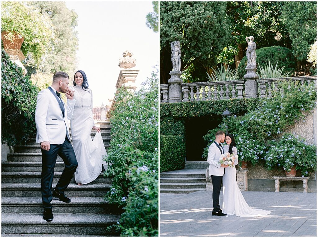 Bride and groom portraits at Villa Pizzo wedding at Lake Como