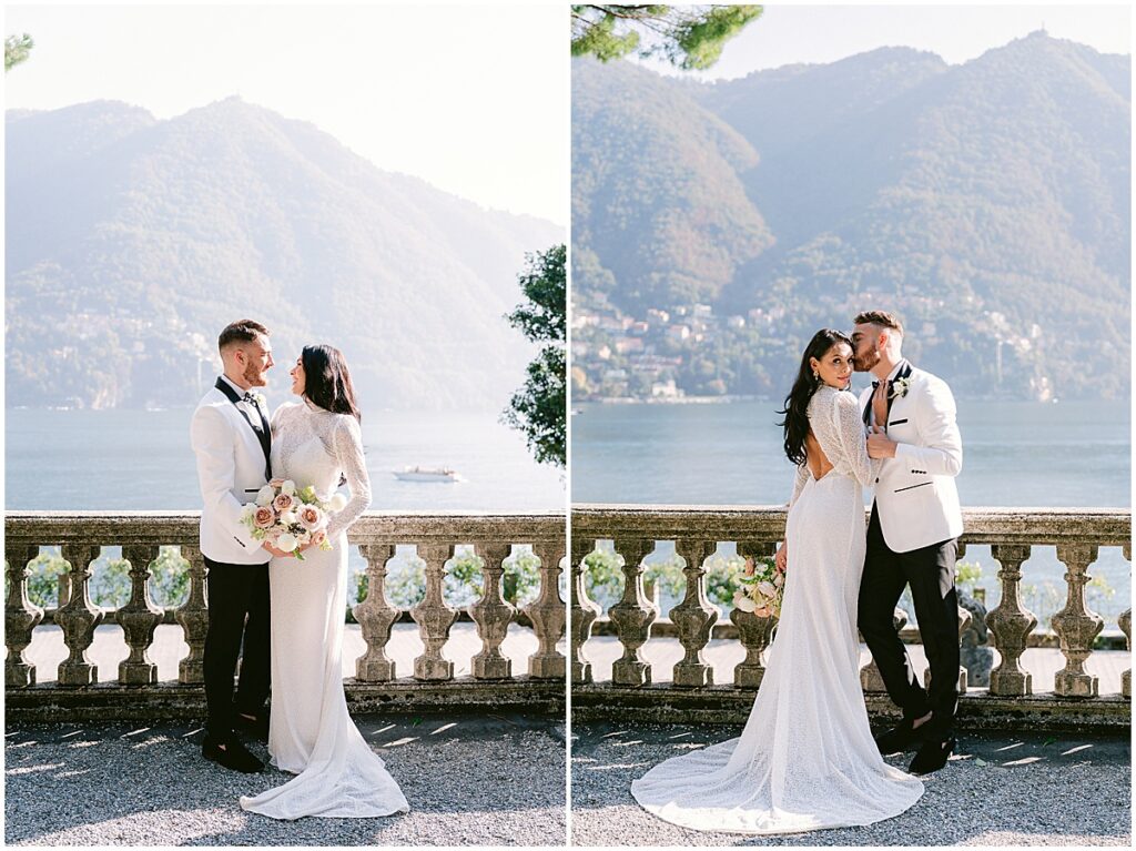 Bride and groom wedding portraits at Lake Como